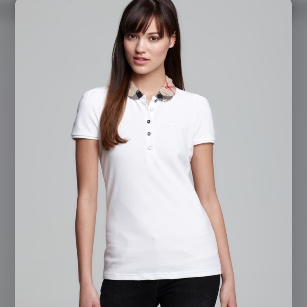 Burberry Brit ruffle neck nova check polo